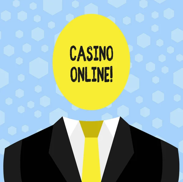 Text skylt som visar Casino online. Konceptuella foto spelare kan spela och satsa på Casino spel via online. — Stockfoto