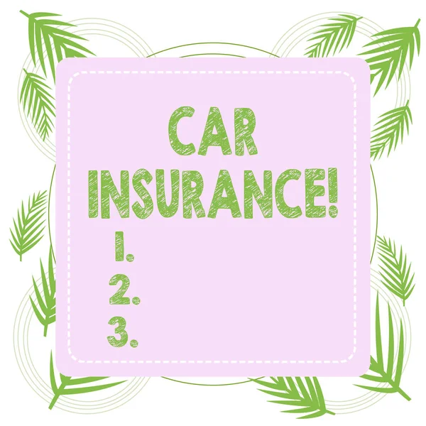 Text sign showing Car Insurance. Conceptual photo protection against financial loss in the event of an accident. — Stock Photo, Image