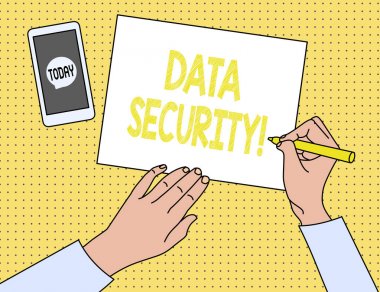 Sözcük yazma Data Security. Verileri yetkisiz erişimden koruma süreci için iş kavramı.