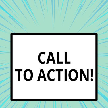 Sözcük yazma: Call To Action. Öğüt vermek için iş kavramı sorunlu bir amaca ulaşmak için bir şey yapar.