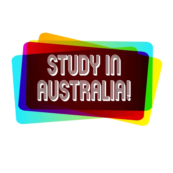 Signe texte montrant Étude en Australie. Photo conceptuelle entrant dans l'ordre du pays étranger compléter vos études . — Photo