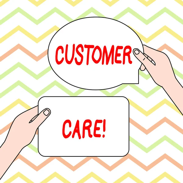 Scrittura concettuale a mano che mostra il Customer Care. Processo di testo foto aziendale di prendersi cura dei clienti per garantire il loro piacere . — Foto Stock