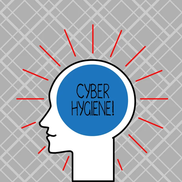 Texte écrit Cyber Hygiène. Concept d'entreprise pour les mesures que les utilisateurs d'ordinateurs prennent pour améliorer leur cybersécurité . — Photo