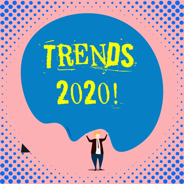 Conceptuele hand schrijven met de Trends 2020. Zakelijke foto waarin de algemene richting wordt belicht waarin iets zich ontwikkelt of verandert. — Stockfoto