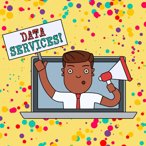 Handgeschreven tekstgegevens Services. Concept betekent dat diensten van derden die helpen om gegevens te analysisage voor klanten. — Stockfoto
