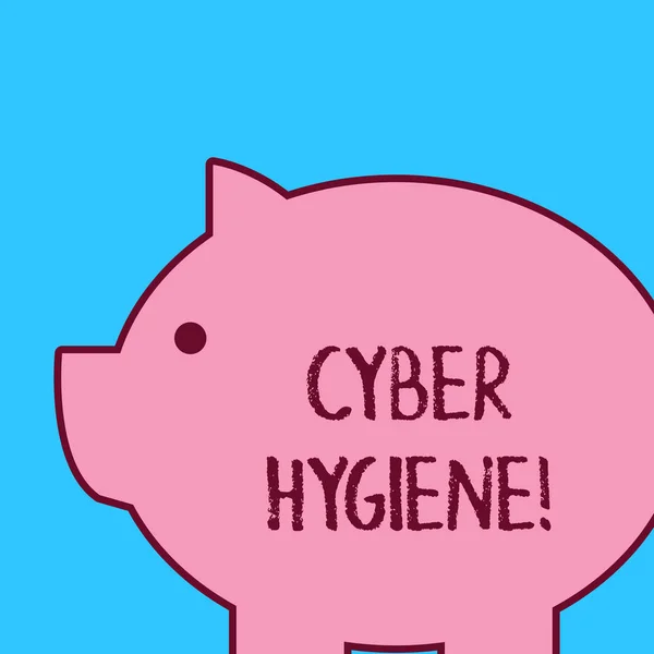 Texte manuscrit Cyber Hygiene. Concept signifiant les mesures que les utilisateurs d'ordinateurs prennent pour améliorer leur cybersécurité . — Photo