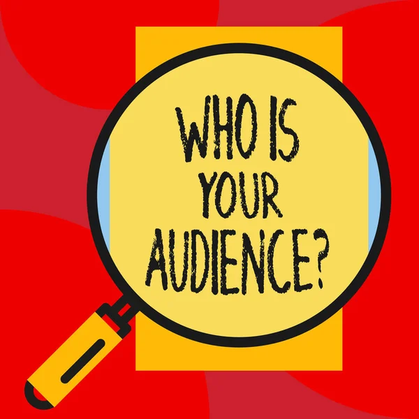 Writing note showing Who Is Your Audience Question. Business photo showcasing who is watching or listening to it. — 스톡 사진