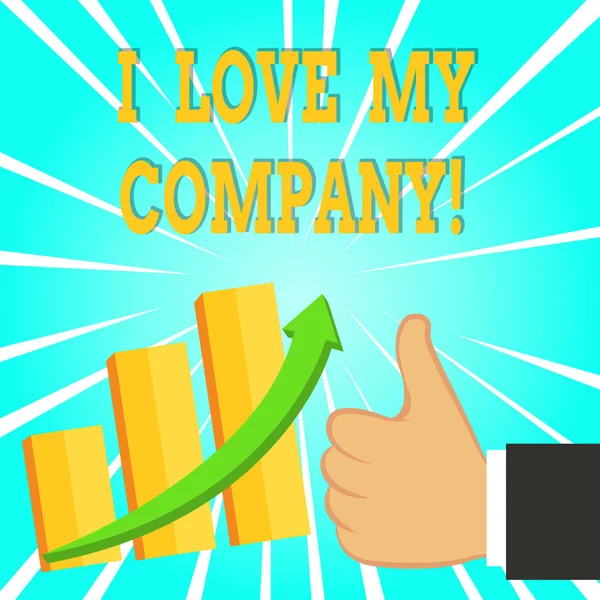 Sinal de texto mostrando I Love My Company. Foto conceitual dizer por que admirar o seu trabalho e local de trabalho . — Fotografia de Stock