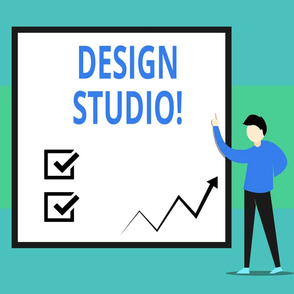 Konceptuell handskrift som visar Design Studio. Affärs foto text Workplace för designers och hantverkare som ägnar sig åt att utforma. — Stockfoto