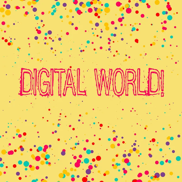 Word writing text Digital World. Business concept for Inter connected through digital devices and social media.