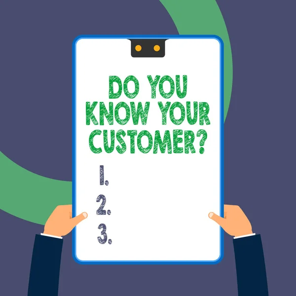 Psaní textu do you know Your Customer Question. Koncepce znamená službu identifikovat klienty s příslušnými informacemi. — Stock fotografie