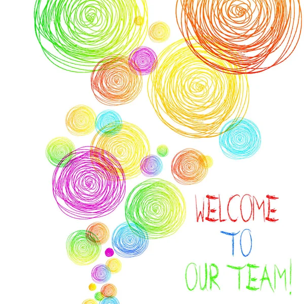 Handschrift tekst Welkom bij ons team. Concept betekent het introduceren van een andere demonstreren aan uw teamgenoten. — Stockfoto