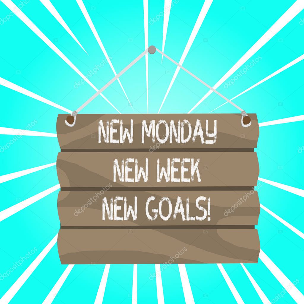 Writing note showing New Monday New Week New Goals. Business photo showcasing goodbye weekend starting fresh goals targets.