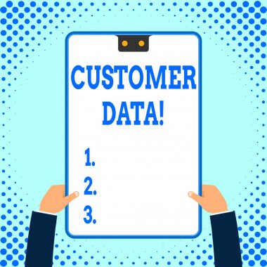 Müşteri Verilerini gösteren metin işareti. Kavramsal fotoğraf herhangi bir müşteri ile ilgili tüm kayıtları ve bilgileri.