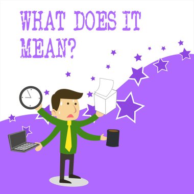 Ne anlama geldiğini gösteren bir mesaj işareti. Kavramsal fotoğraf sorusu bir şey söylenmiş ve anlaşılmamış demektir..