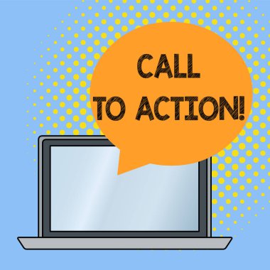 Sözcük yazma: Call To Action. Öğüt vermek için iş kavramı sorunlu bir amaca ulaşmak için bir şey yapar.