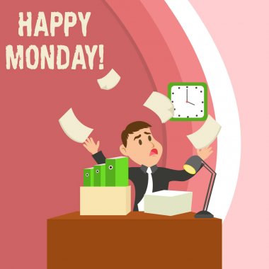 El yazısı metin yazarak Happy Monday. Kavram anlamı ona büyük yeni bir hafta dilemek için sipariş gösteren söylüyorum.