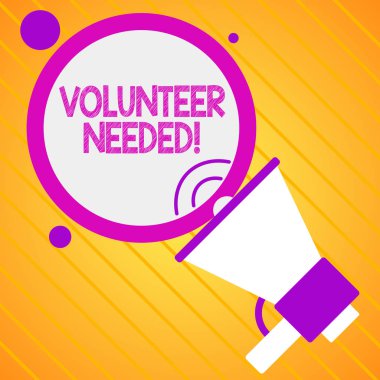Gönüllü Gerekli gösteren metin işareti. Kavramsal fotoğraf ödenmeden organizasyon için çalışmak isteyen.