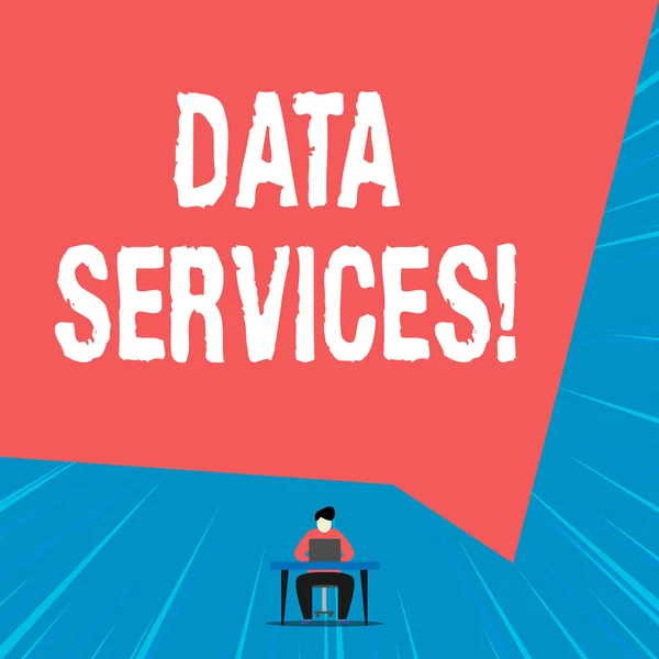 Text sign showing Data Services. Conceptual photo thirdparty services that help to analysisage data for clients. — Stock fotografie