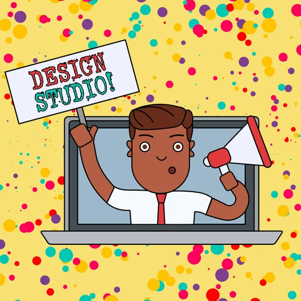 Handskrifts text Design Studio. Koncept som betyder arbetsplats för designers och hantverkare som ägnar sig åt. — Stockfoto