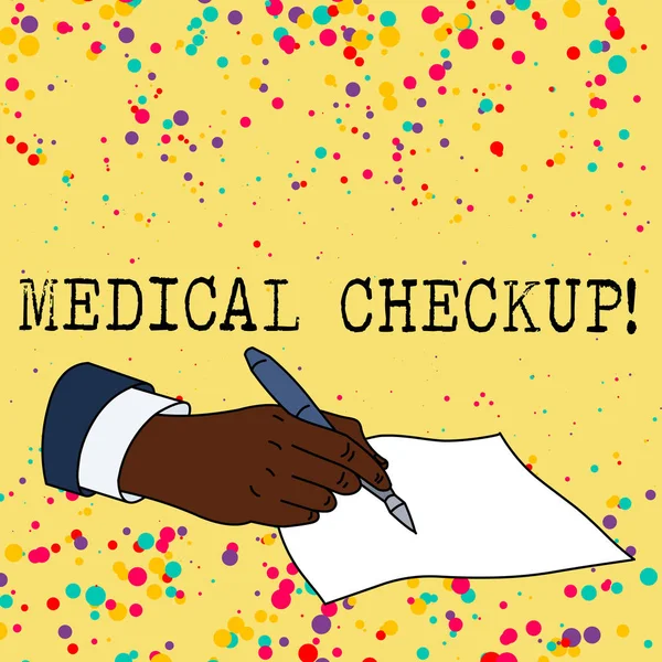 Text sign showing Medical Checkup. Conceptual photo thorough physical examination includes variety of tests. — Stock Photo, Image