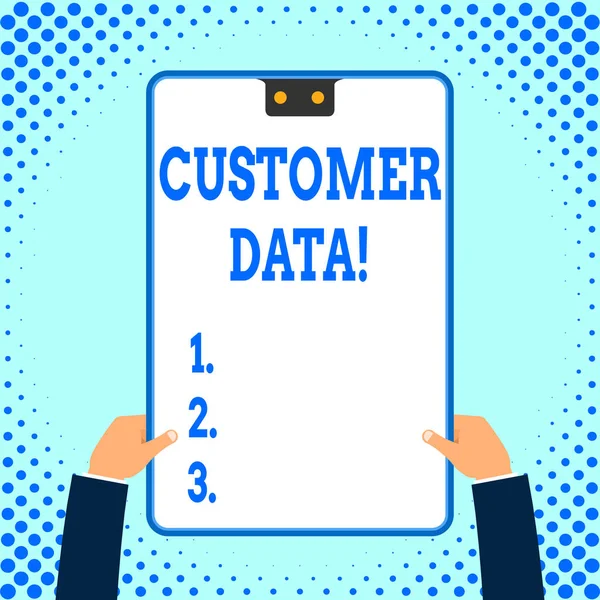 Text sign showing Customer Data. Conceptual photo all records and information pertaining to any customer. — Stock Photo, Image