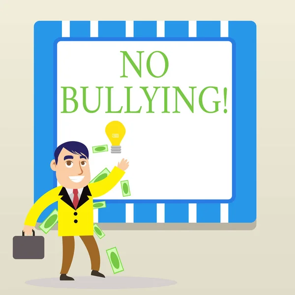Texto de escritura de palabras No Bullying. Concepto de negocio para detener el comportamiento agresivo entre los niños desequilibrio de poder . —  Fotos de Stock