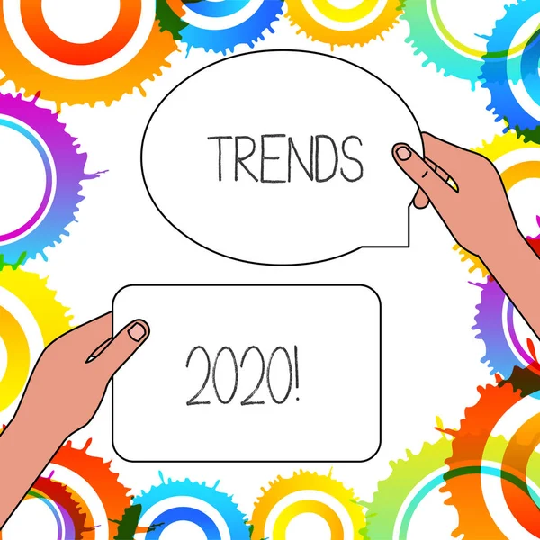 Word Writing Text Trends 2020. Geschäftskonzept für eine allgemeine Richtung, in der sich etwas entwickelt oder verändert. — Stockfoto