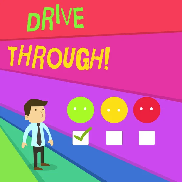 Handwriting text writing Drive Through. Concept meaning place where you can get type of service by driving through it.