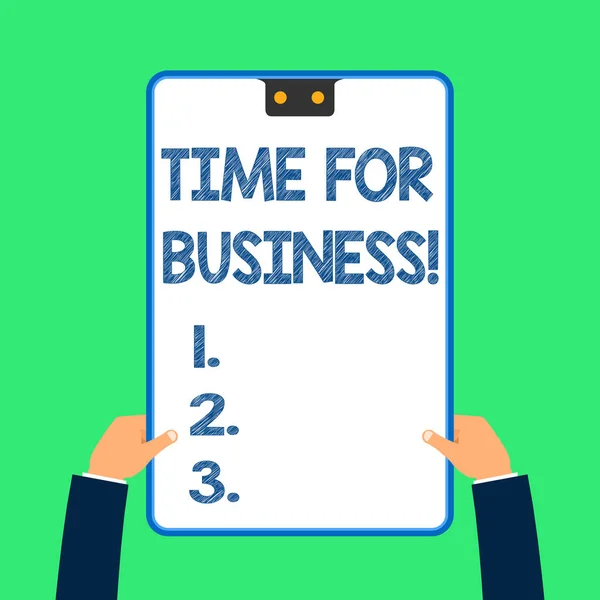Signo de texto que muestra Time For Business. Foto conceptual cumplir con las transacciones dentro del período prometido al cliente . — Foto de Stock