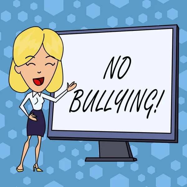 Texto de escritura de palabras No Bullying. Concepto de negocio para detener el comportamiento agresivo entre los niños desequilibrio de poder . —  Fotos de Stock