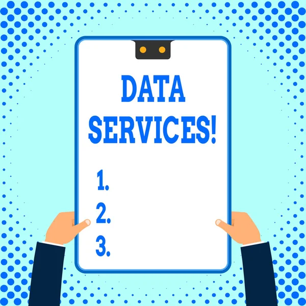 Text sign showing Data Services. Conceptual photo thirdparty services that help to analysisage data for clients. — Stock Fotó