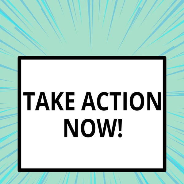 Текст для написания слов Take Action Now. Бизнес-концепция для чего-то официального или согласованного достижения цели с проблемой . — стоковое фото