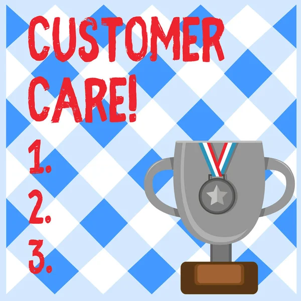 Conceptual hand writing showing Customer Care. Business photo text process of looking after customers to ensure their pleasure. — Stock Photo, Image