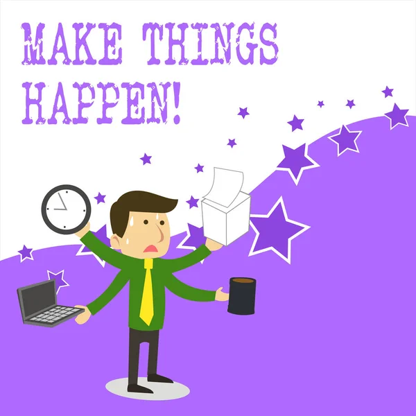 Text sign showing Make Things Happen. Conceptual photo you will have to make hard efforts in order to achieve it. — Stock Photo, Image