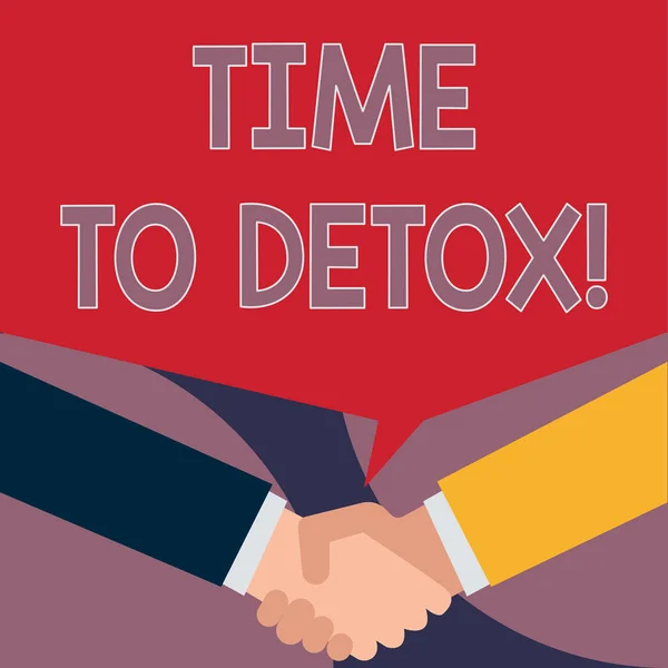 Manuscrito texto escrevendo Time To Detox. Conceito significado quando você purificar seu corpo de toxinas ou parar de consumir drogas . — Fotografia de Stock