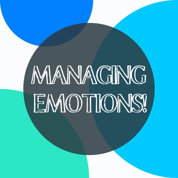 Texto de escritura a mano Managing Emotions. Concepto que significa capacidad de estar abierto a los sentimientos y modularlos en uno mismo . — Foto de Stock