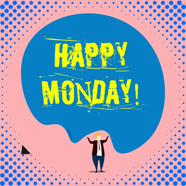 Ecriture conceptuelle montrant Happy Monday. Photo d'affaires montrant que manifester l'ordre de lui souhaiter une bonne nouvelle semaine . — Photo