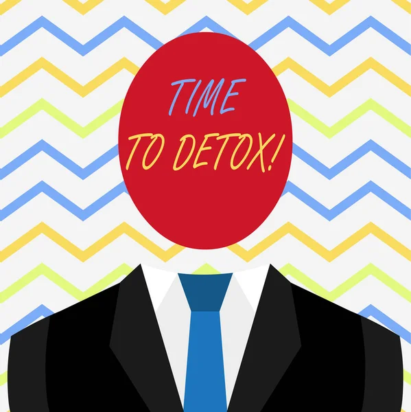 Слово, що пише текст Time to Detox. Бізнес-концепція, коли ви очищаєте своє тіло від токсинів або припиняєте споживати наркотики . — стокове фото