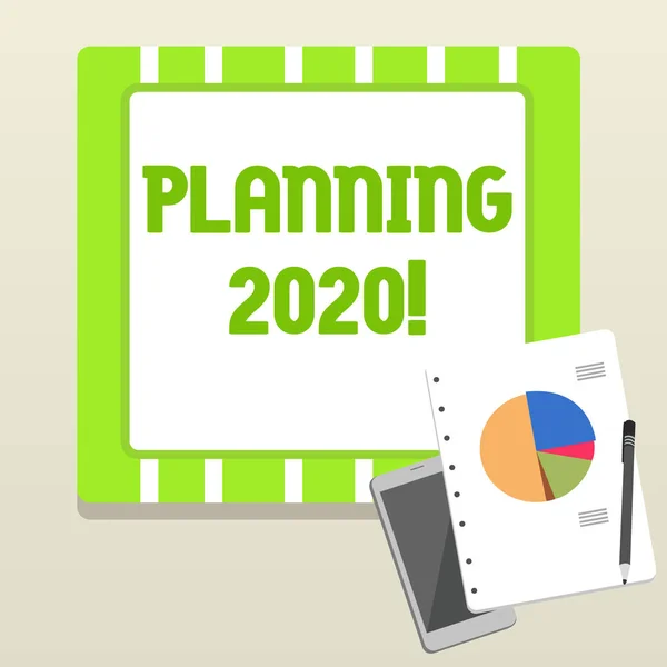 Szövegírás Tervezés 2020. Üzleti koncepció a tervek készítésének folyamata jövőre. — Stock Fotó