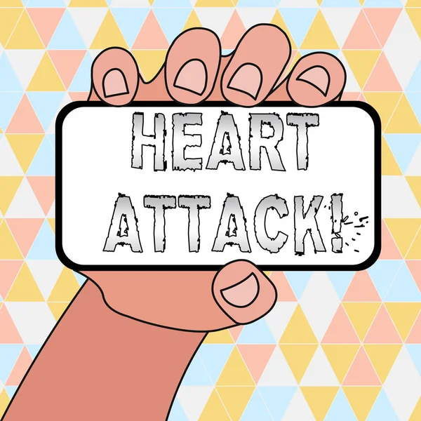 Handstil text handstil hjärta attack. Begrepp som betyder plötslig förekomst av koronartrombos som leder till döden. — Stockfoto