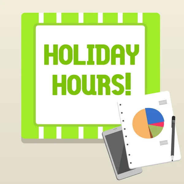 Palavra escrita texto Horas de férias. Conceito de negócio para o trabalho de horas extras para os funcionários sob horários de trabalho flexíveis . — Fotografia de Stock