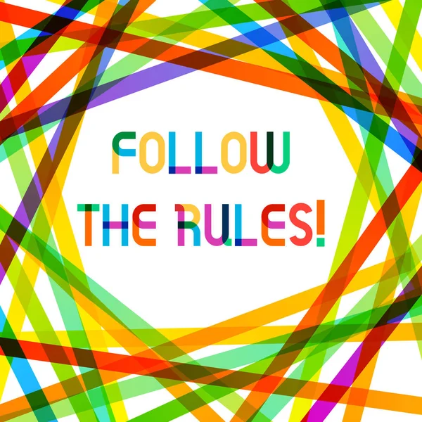 Γράφοντας σημείωμα που δείχνει ακολουθήστε τους κανόνες. Επιχειρηματικές φωτογραφήσεις πάνε με κανονισμούς που διέπουν τη συμπεριφορά ή τη διαδικασία. — Φωτογραφία Αρχείου