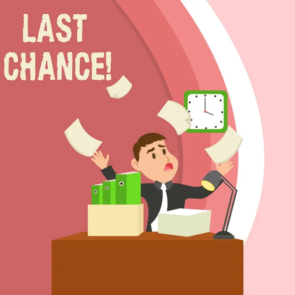 Manuscrito de texto escrevendo Last Chance. Conceito que significa oportunidade final para alcançar ou adquirir algo que você quer . — Fotografia de Stock