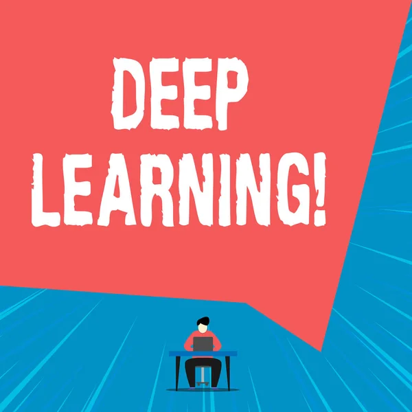 Πινακίδα κειμένου που δείχνει τη βαθιά μάθηση. Εννοιολογική φωτογραφία η συλλογή αλγορίθμων που χρησιμοποιούνται στη μηχανική μάθηση. — Φωτογραφία Αρχείου