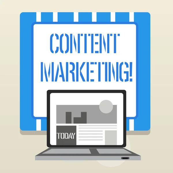 Word Writing Text Content Marketing. Geschäftskonzept für die Erstellung und Weitergabe von Online-Material. — Stockfoto