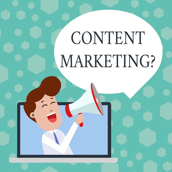 Textskylt som visar Content Marketing Question. Konceptuell foto innebär skapande och delning av online-material. — Stockfoto