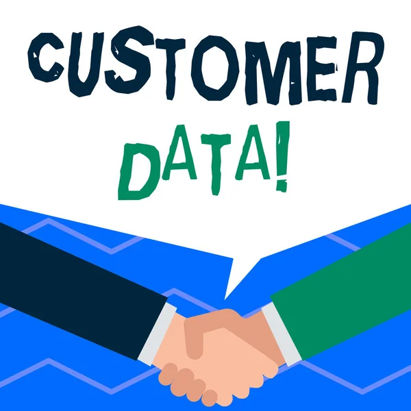 顧客データを書き込む手書きテキスト。概念は、すべての顧客に関連するすべてのレコードと情報を意味します。. — ストック写真