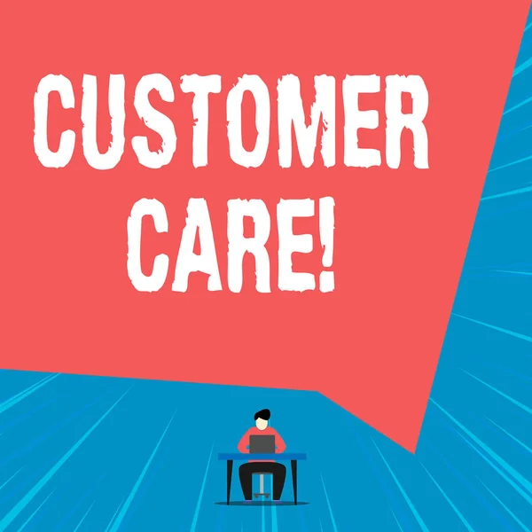 Segno di testo che mostra il Customer Care. Processo fotografico concettuale di prendersi cura dei clienti per garantire il loro piacere . — Foto Stock