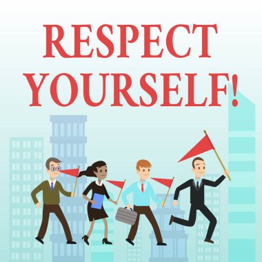 Kelime yazma metni Respect Yourself. İyi ve değerli olduğunuza inanmak için iş konsepti iyi muamele görüyor.